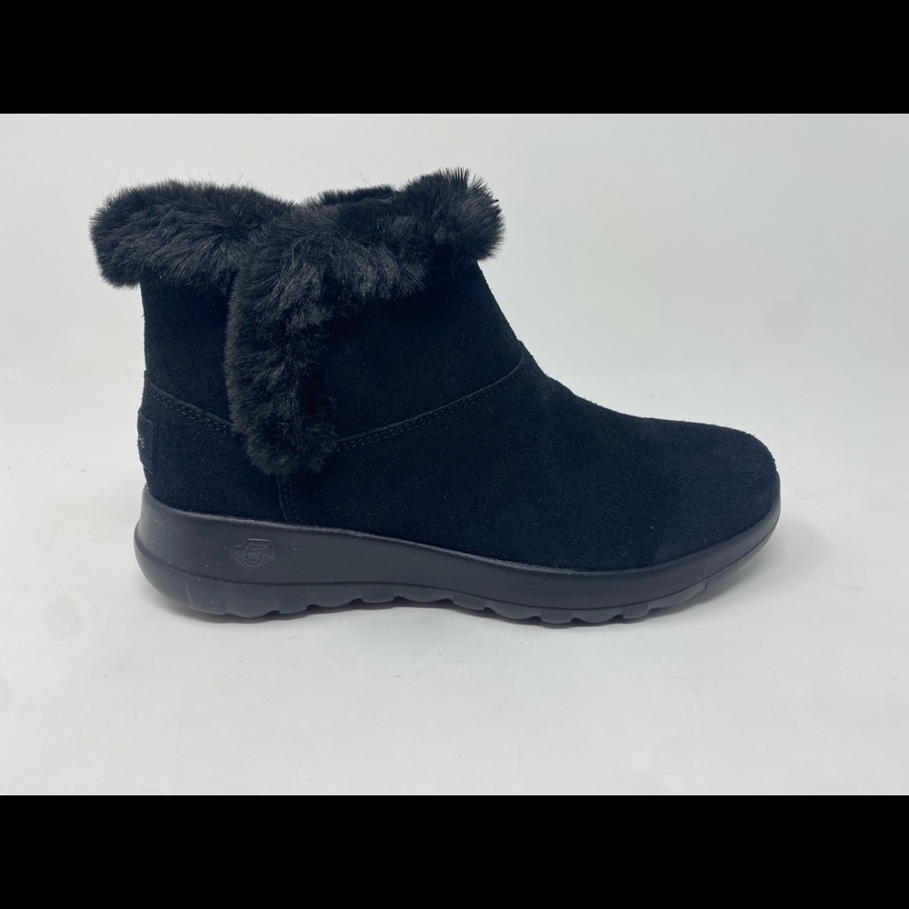Skechers Black Ankle Boots with Faux Fur Trim